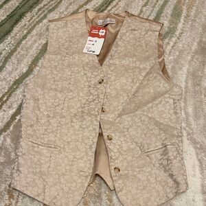 Karavan Beige Vest with Floral Design